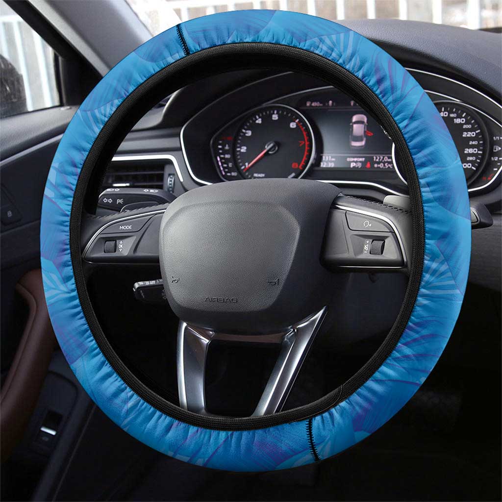 Hawaii Prince Kuhio Steering Wheel Cover Blue Hawaiian Lau Maia With Leis LT05 - Polynesian Pride