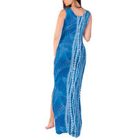 Hawaii Prince Kuhio Tank Maxi Dress Blue Hawaiian Lau Maia With Leis LT05 - Polynesian Pride