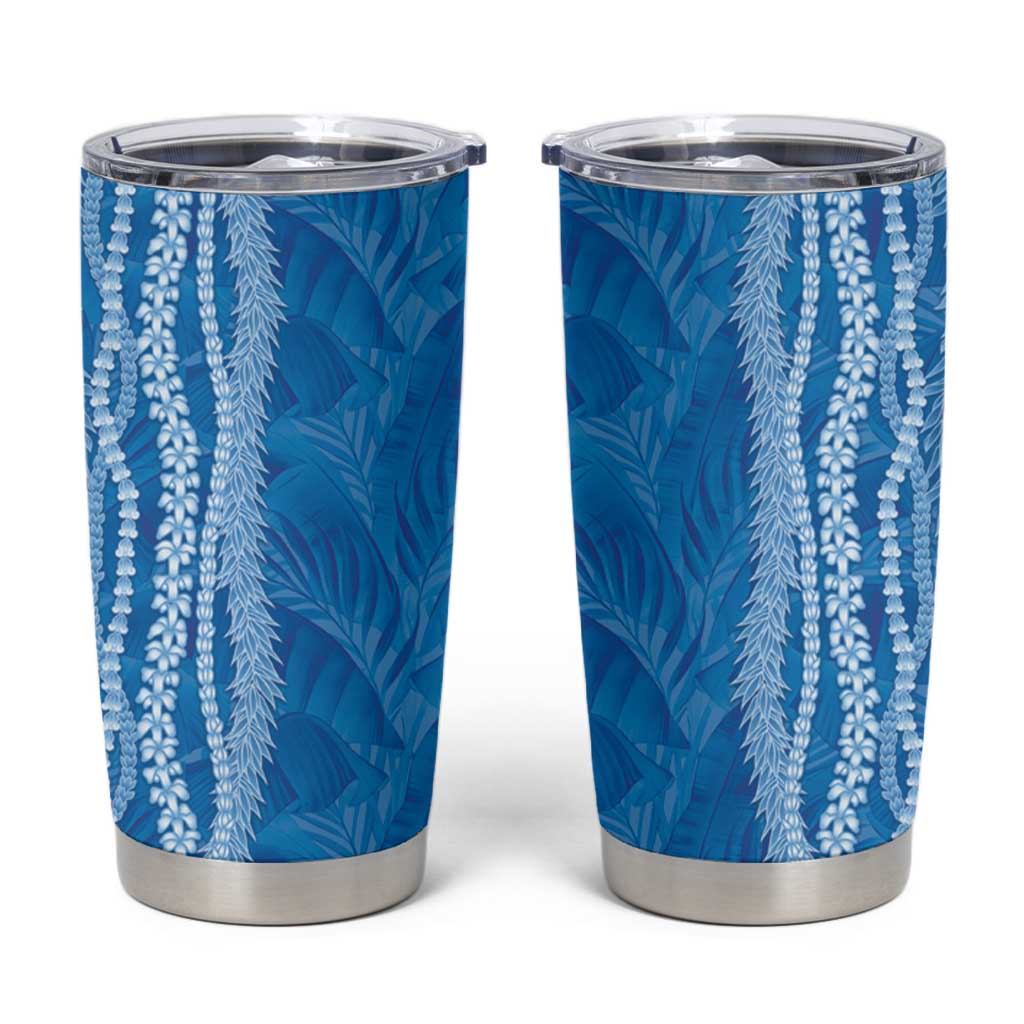 Hawaii Prince Kuhio Tumbler Cup Blue Hawaiian Lau Maia With Leis LT05 Blue - Polynesian Pride