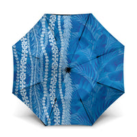Hawaii Prince Kuhio Umbrella Blue Hawaiian Lau Maia With Leis LT05 One Size Folded 11.42 inch Opened Diameter 37.4 inch Blue - Polynesian Pride