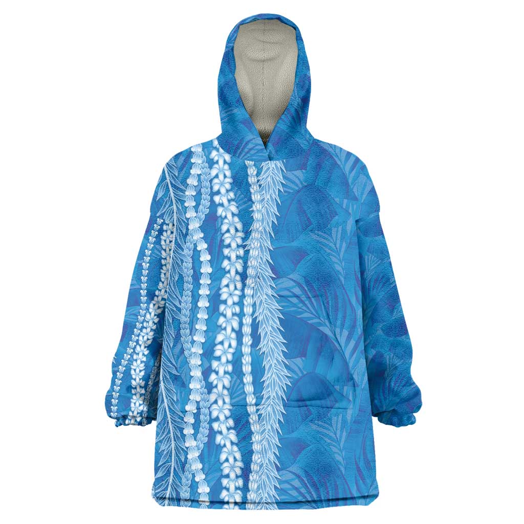 Hawaii Prince Kuhio Wearable Blanket Hoodie Blue Hawaiian Lau Maia With Leis LT05 One Size Blue - Polynesian Pride