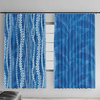 Hawaii Prince Kuhio Window Curtain Blue Hawaiian Lau Maia With Leis LT05 With Hooks Blue - Polynesian Pride