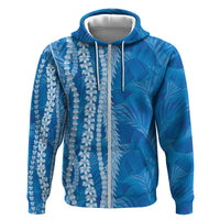 Hawaii Prince Kuhio Zip Hoodie Blue Hawaiian Lau Maia With Leis LT05 Zip Hoodie Blue - Polynesian Pride