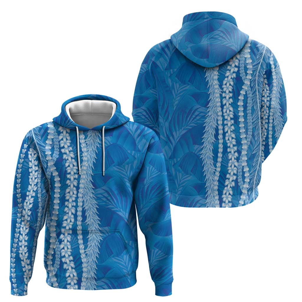 Hawaii Prince Kuhio Zip Hoodie Blue Hawaiian Lau Maia With Leis LT05 - Polynesian Pride