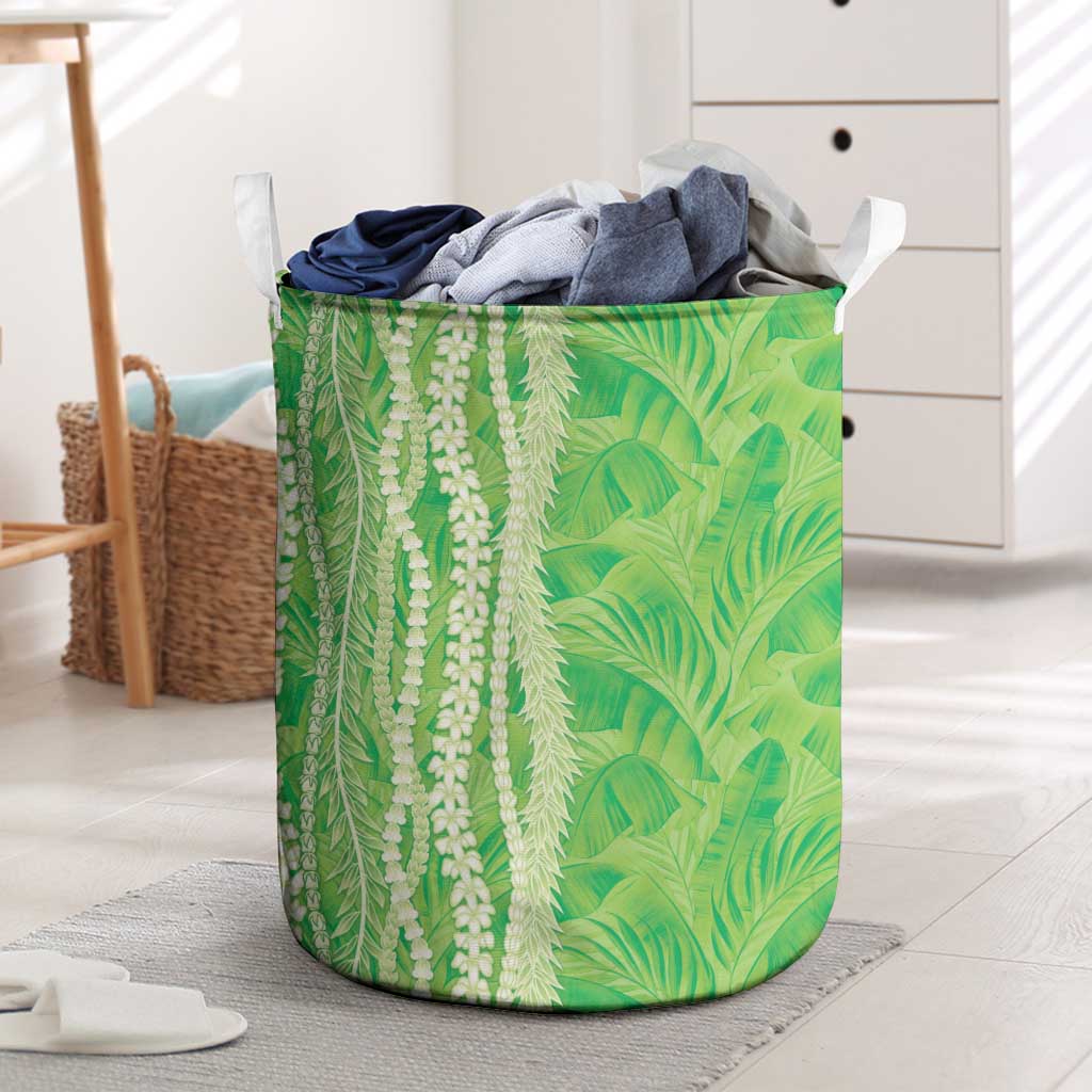 Hawaii Prince Kuhio Laundry Basket Lime Green Hawaiian Lau Maia With Leis LT05 Green - Polynesian Pride