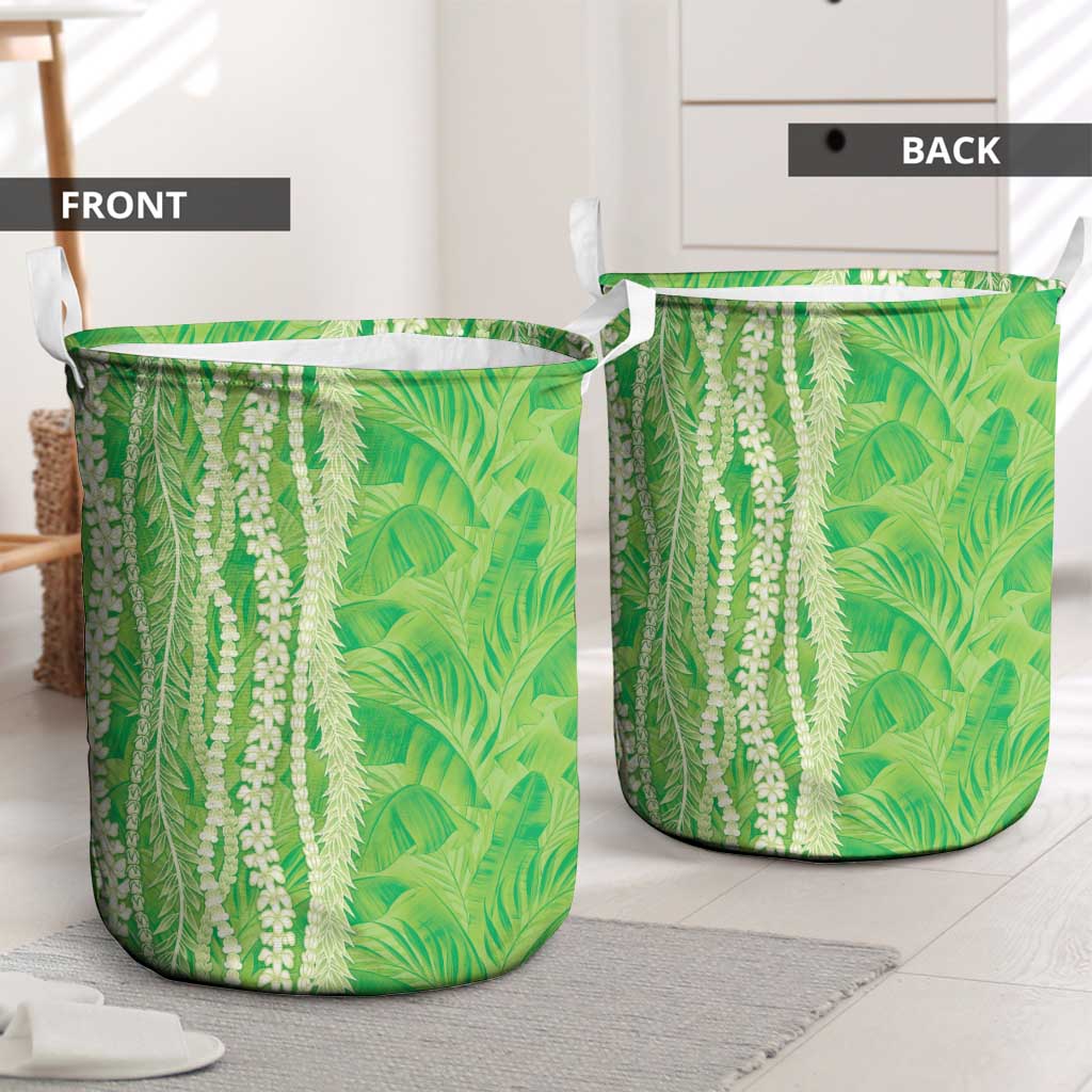 Hawaii Prince Kuhio Laundry Basket Lime Green Hawaiian Lau Maia With Leis LT05 - Polynesian Pride