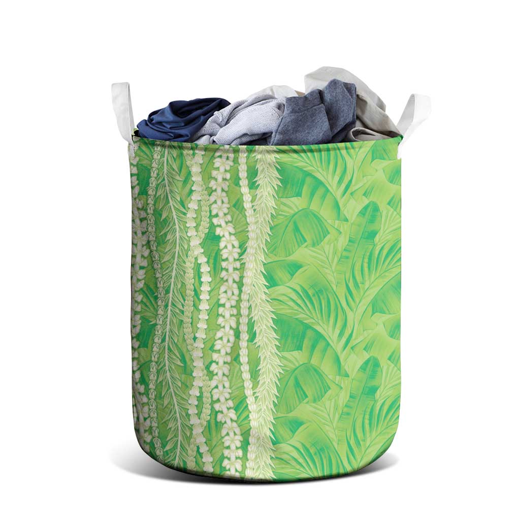 Hawaii Prince Kuhio Laundry Basket Lime Green Hawaiian Lau Maia With Leis LT05 - Polynesian Pride