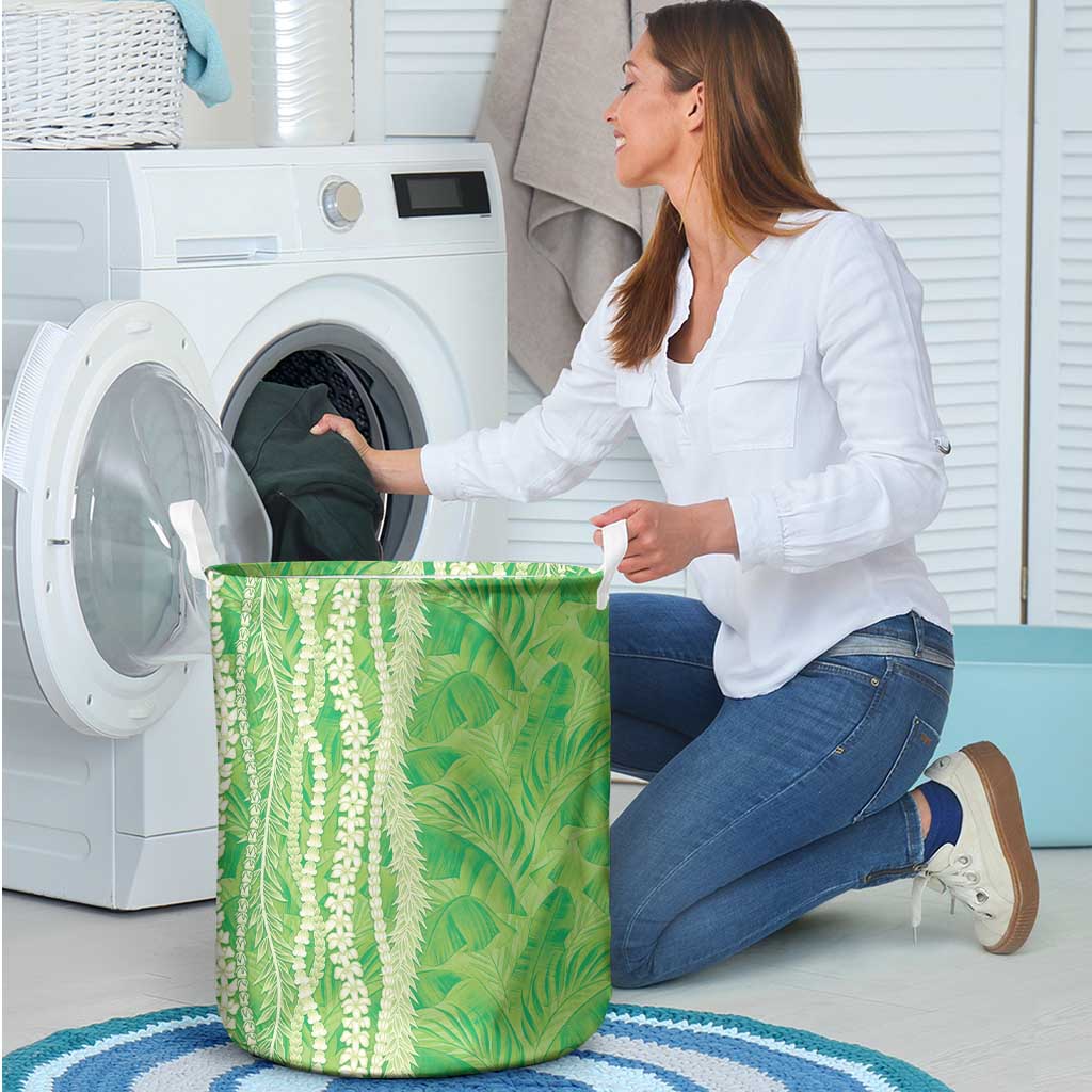 Hawaii Prince Kuhio Laundry Basket Lime Green Hawaiian Lau Maia With Leis LT05 - Polynesian Pride