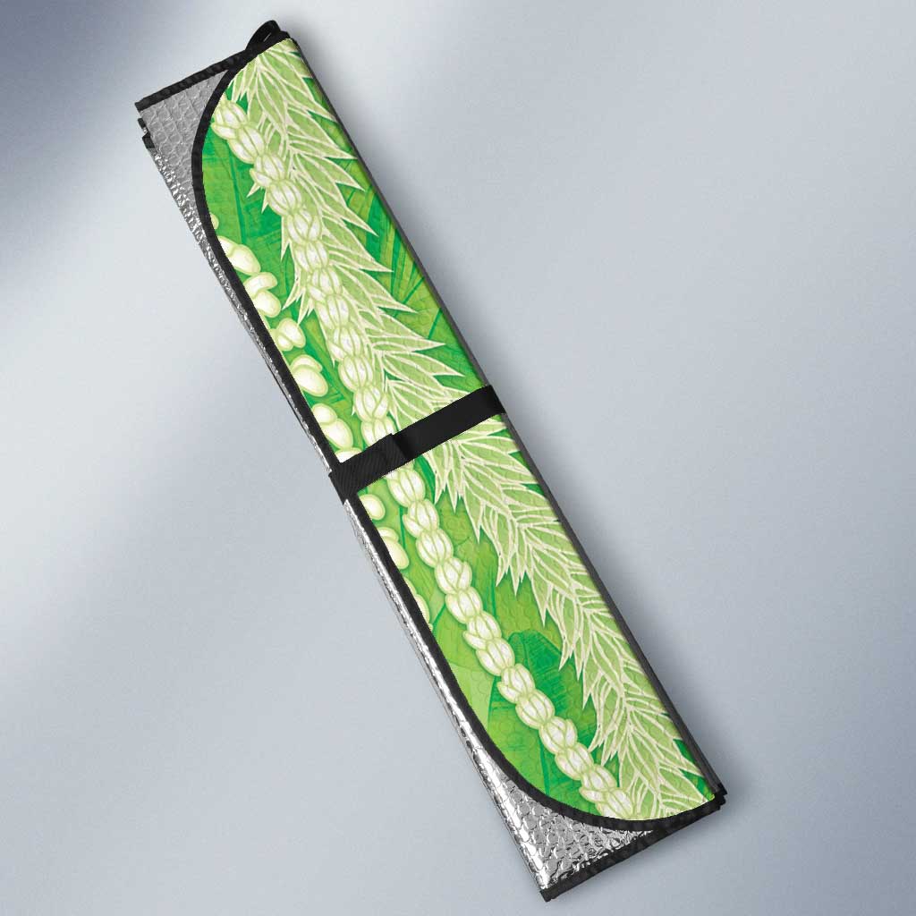 Hawaii Prince Kuhio Auto Sun Shade Lime Green Hawaiian Lau Maia With Leis