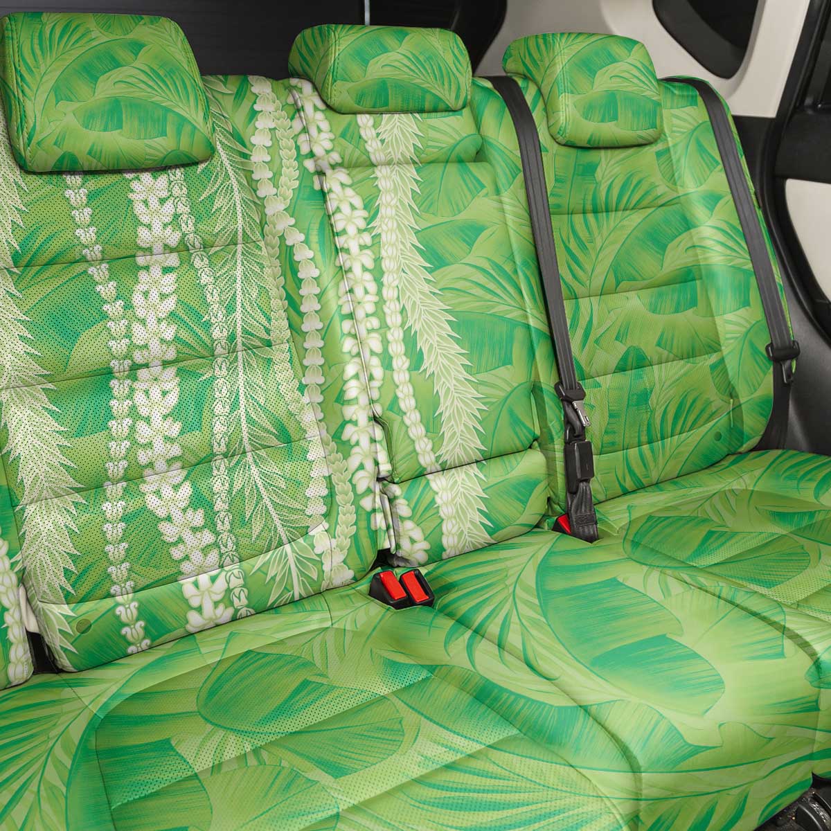 Hawaii Prince Kuhio Back Car Seat Cover Lime Green Hawaiian Lau Maia With Leis LT05 - Polynesian Pride