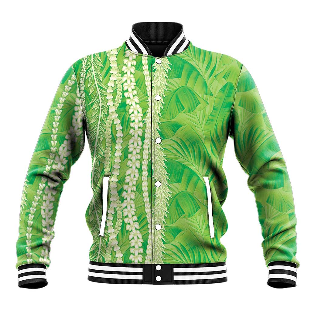 Hawaii Prince Kuhio Baseball Jacket Lime Green Hawaiian Lau Maia With Leis