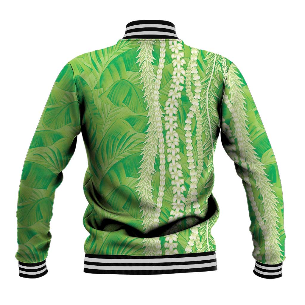 Hawaii Prince Kuhio Baseball Jacket Lime Green Hawaiian Lau Maia With Leis