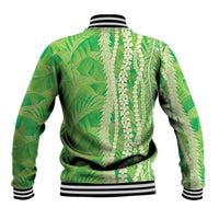 Hawaii Prince Kuhio Baseball Jacket Lime Green Hawaiian Lau Maia With Leis