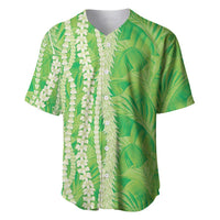 Hawaii Prince Kuhio Baseball Jersey Lime Green Hawaiian Lau Maia With Leis LT05 Green - Polynesian Pride