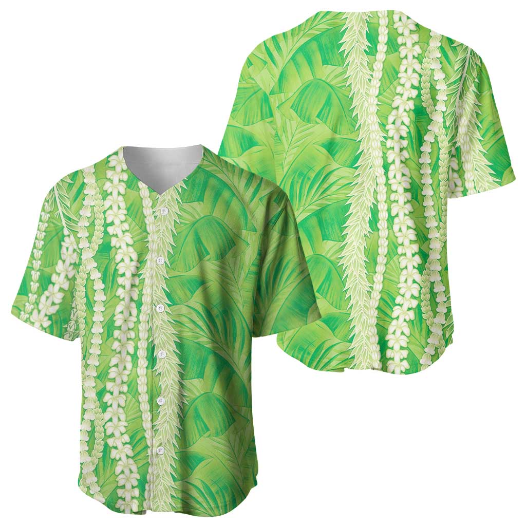 Hawaii Prince Kuhio Baseball Jersey Lime Green Hawaiian Lau Maia With Leis LT05 - Polynesian Pride