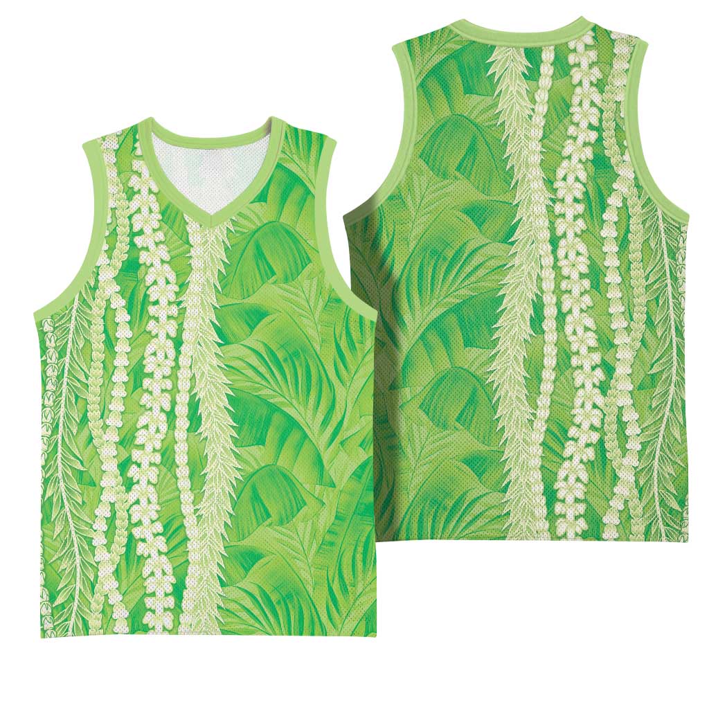 Hawaii Prince Kuhio Basketball Jersey Lime Green Hawaiian Lau Maia With Leis LT05 - Polynesian Pride