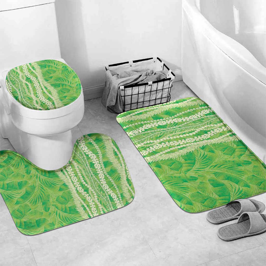 Hawaii Prince Kuhio Bathroom Set Lime Green Hawaiian Lau Maia With Leis LT05 Mat Set Only (3 pcs) One Size Green - Polynesian Pride