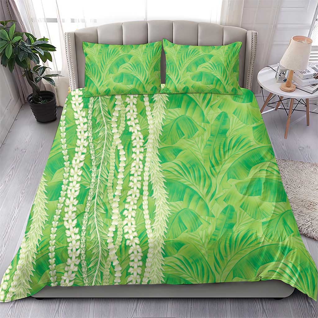 Hawaii Prince Kuhio Bedding Set Lime Green Hawaiian Lau Maia With Leis LT05 - Polynesian Pride
