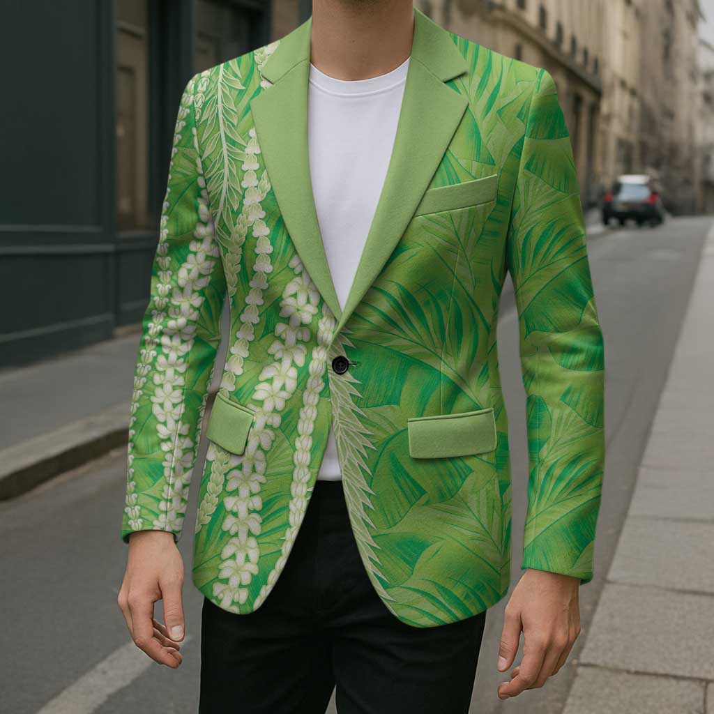 Hawaii Prince Kuhio Blazer Lime Green Hawaiian Lau Maia With Leis LT05 - Polynesian Pride