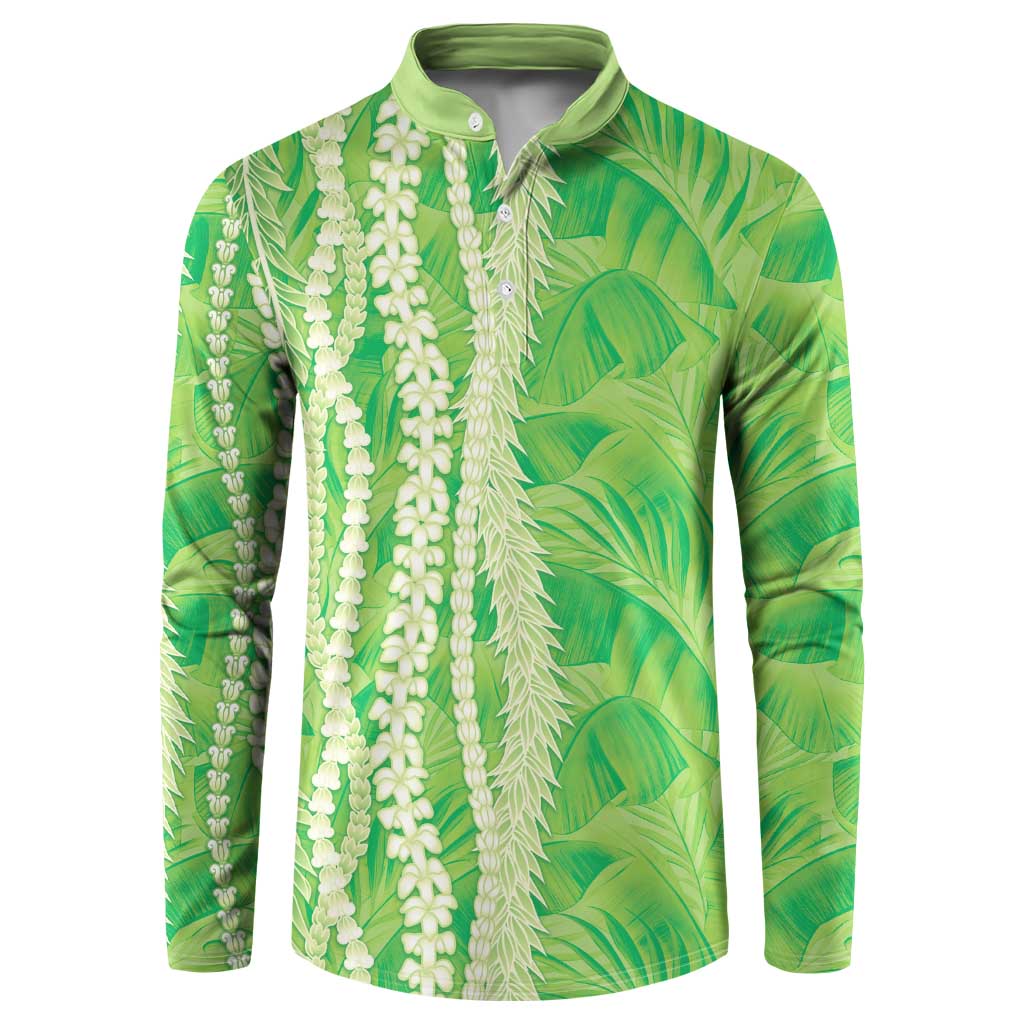 Hawaii Prince Kuhio Button Sweatshirt Lime Green Hawaiian Lau Maia With Leis LT05 Green - Polynesian Pride