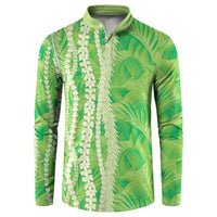 Hawaii Prince Kuhio Button Sweatshirt Lime Green Hawaiian Lau Maia With Leis LT05 Green - Polynesian Pride