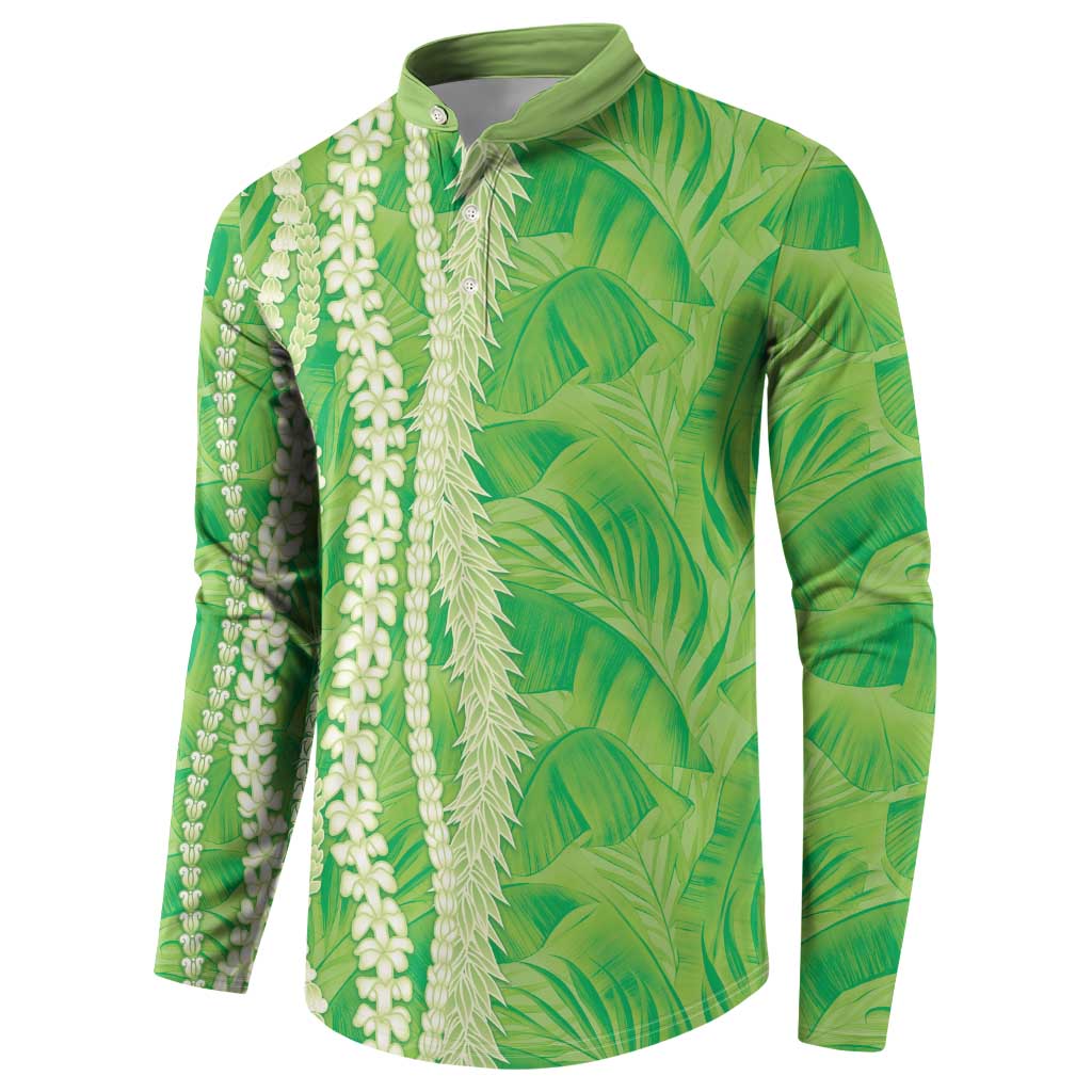 Hawaii Prince Kuhio Button Sweatshirt Lime Green Hawaiian Lau Maia With Leis LT05 - Polynesian Pride