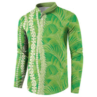 Hawaii Prince Kuhio Button Sweatshirt Lime Green Hawaiian Lau Maia With Leis LT05 - Polynesian Pride