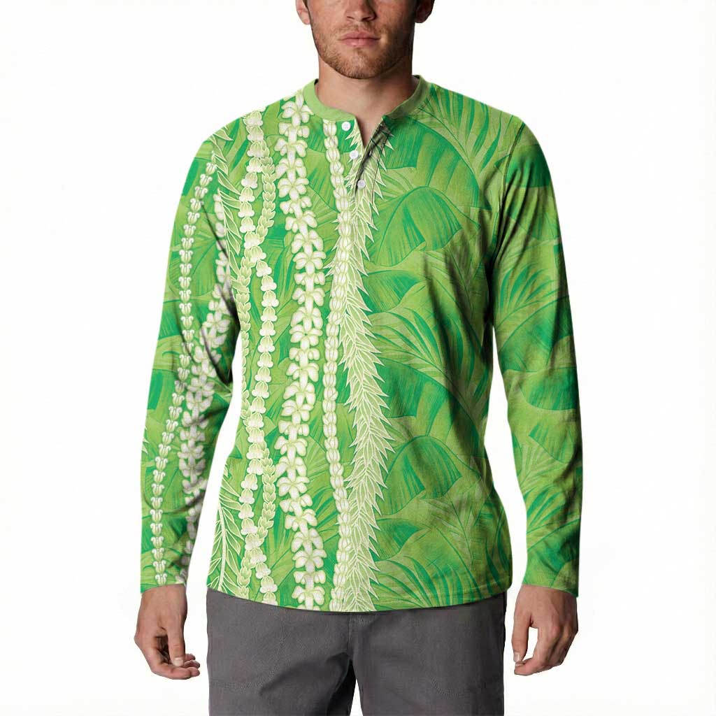 Hawaii Prince Kuhio Button Sweatshirt Lime Green Hawaiian Lau Maia With Leis LT05 - Polynesian Pride