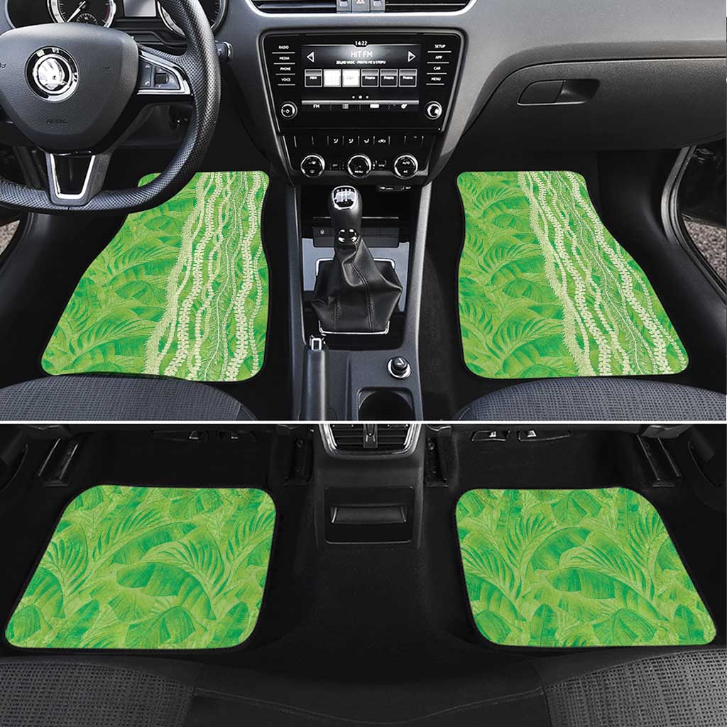 Hawaii Prince Kuhio Car Mats Lime Green Hawaiian Lau Maia With Leis LT05 Set 4pcs Green - Polynesian Pride