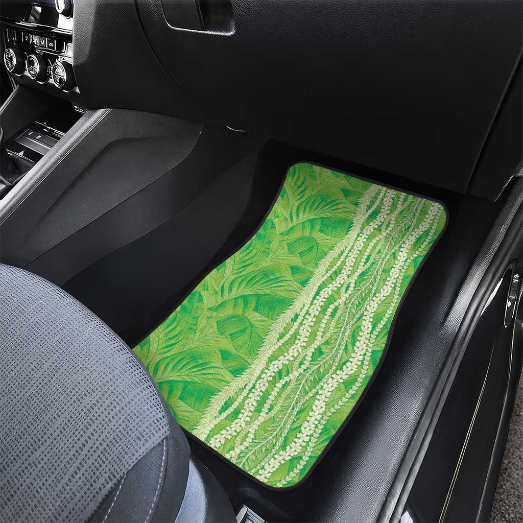 Hawaii Prince Kuhio Car Mats Lime Green Hawaiian Lau Maia With Leis LT05 - Polynesian Pride