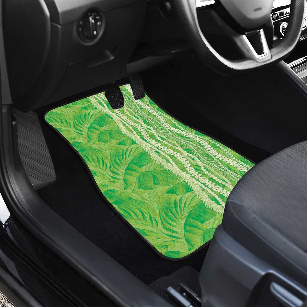 Hawaii Prince Kuhio Car Mats Lime Green Hawaiian Lau Maia With Leis LT05 - Polynesian Pride