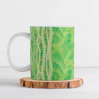 Hawaii Prince Kuhio Ceramic Mug Lime Green Hawaiian Lau Maia With Leis LT05 Green - Polynesian Pride