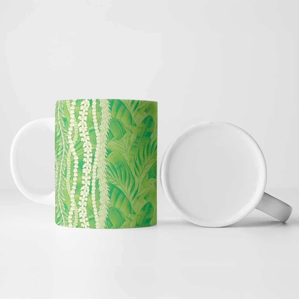 Hawaii Prince Kuhio Ceramic Mug Lime Green Hawaiian Lau Maia With Leis LT05 - Polynesian Pride