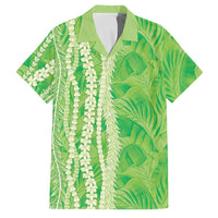 Hawaii Prince Kuhio Family Matching Long Sleeve Bodycon Dress and Hawaiian Shirt Lime Green Hawaiian Lau Maia With Leis
