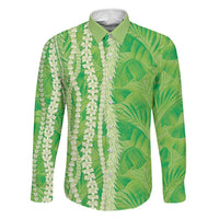 Hawaii Prince Kuhio Family Matching Short Sleeve Bodycon Dress and Hawaiian Shirt Lime Green Hawaiian Lau Maia With Leis