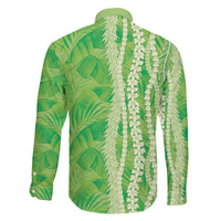 Hawaii Prince Kuhio Family Matching Short Sleeve Bodycon Dress and Hawaiian Shirt Lime Green Hawaiian Lau Maia With Leis