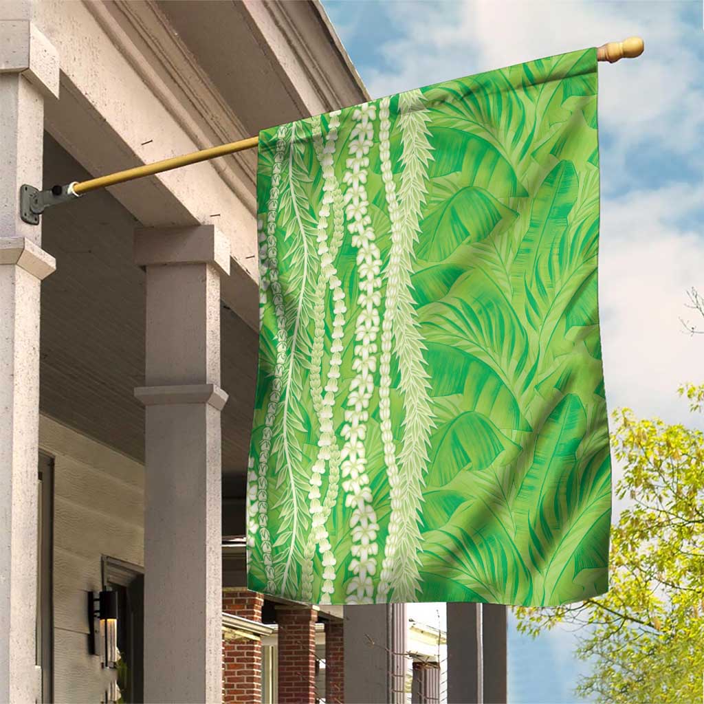 Hawaii Prince Kuhio Garden Flag Lime Green Hawaiian Lau Maia With Leis LT05 House Flag Green - Polynesian Pride