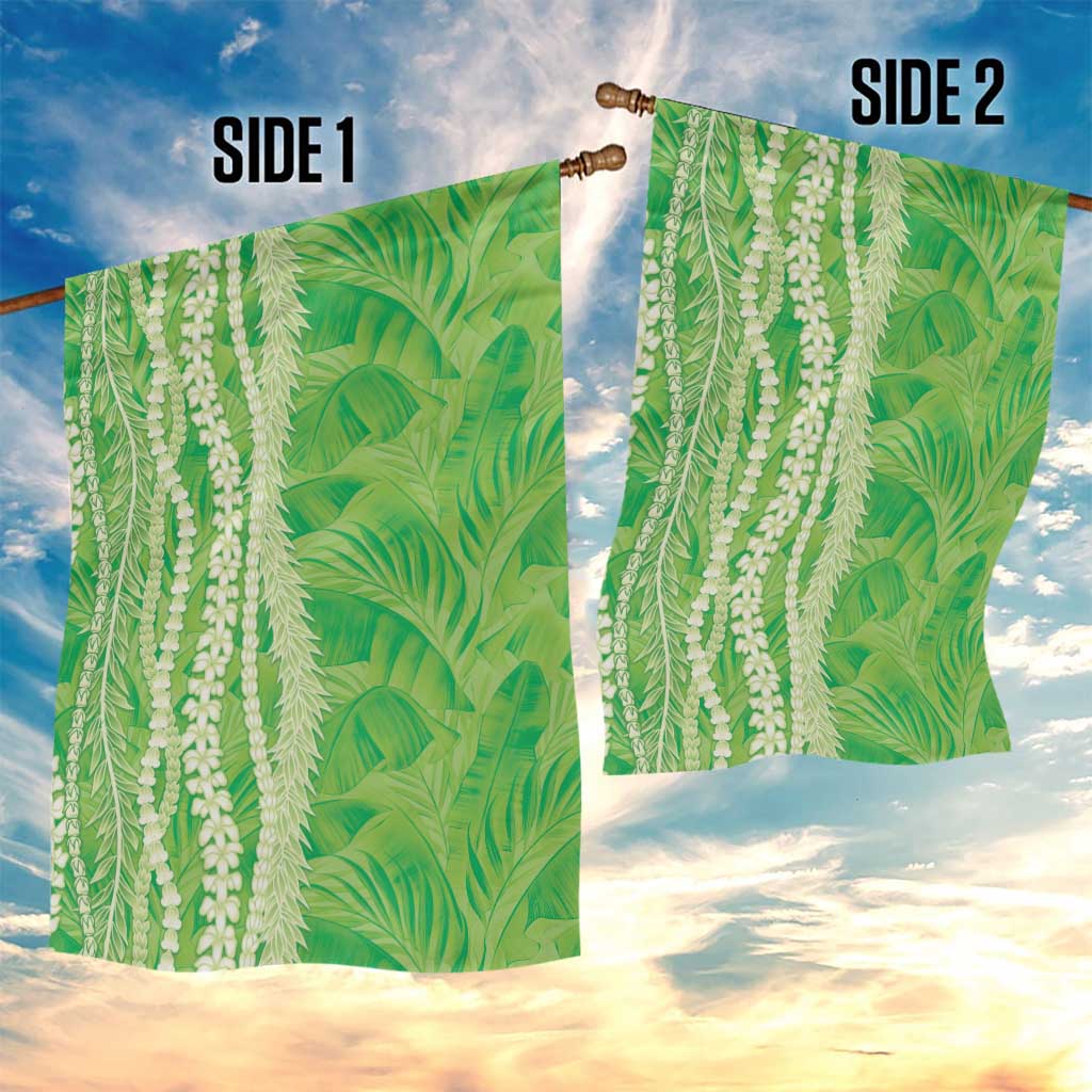 Hawaii Prince Kuhio Garden Flag Lime Green Hawaiian Lau Maia With Leis LT05 - Polynesian Pride