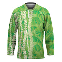 Hawaii Prince Kuhio Hockey Jersey Lime Green Hawaiian Lau Maia With Leis