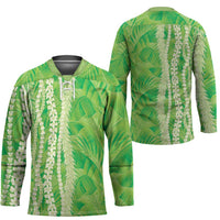Hawaii Prince Kuhio Hockey Jersey Lime Green Hawaiian Lau Maia With Leis