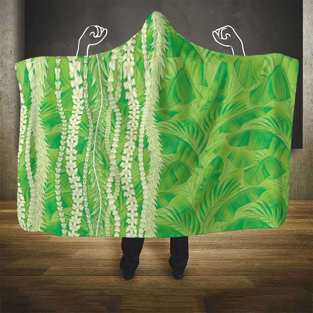 Hawaii Prince Kuhio Hooded Blanket Lime Green Hawaiian Lau Maia With Leis LT05 - Polynesian Pride