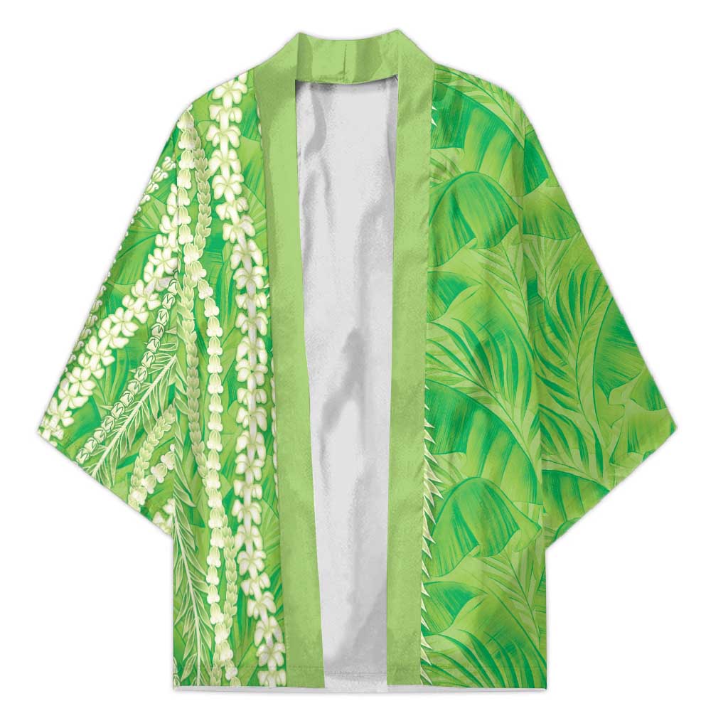 Hawaii Prince Kuhio Kimono Lime Green Hawaiian Lau Maia With Leis LT05 Unisex Green - Polynesian Pride