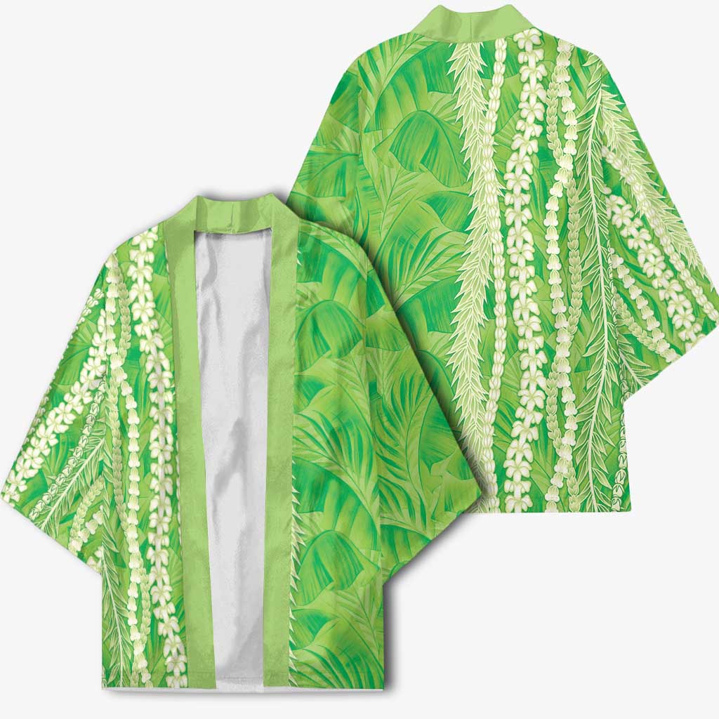 Hawaii Prince Kuhio Kimono Lime Green Hawaiian Lau Maia With Leis LT05 - Polynesian Pride