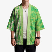 Hawaii Prince Kuhio Kimono Lime Green Hawaiian Lau Maia With Leis LT05 - Polynesian Pride