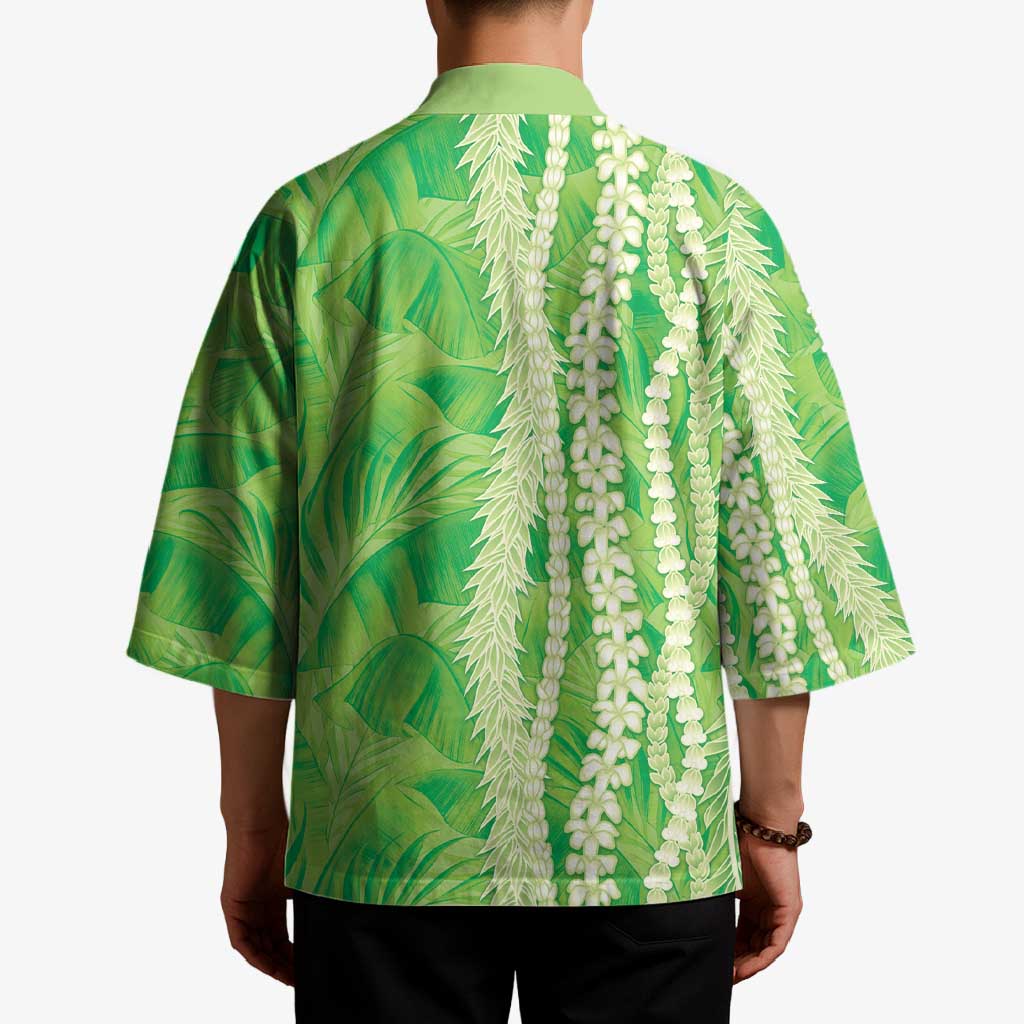 Hawaii Prince Kuhio Kimono Lime Green Hawaiian Lau Maia With Leis LT05 - Polynesian Pride