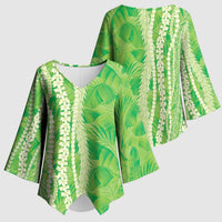 Hawaii Prince Kuhio Kimono Sleeve Blouse Lime Green Hawaiian Lau Maia With Leis LT05 - Polynesian Pride