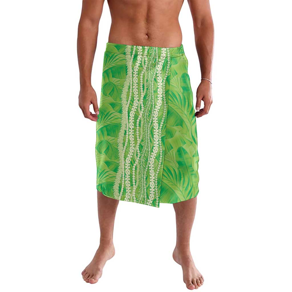Hawaii Prince Kuhio Lavalava Lime Green Hawaiian Lau Maia With Leis LT05 Green - Polynesian Pride