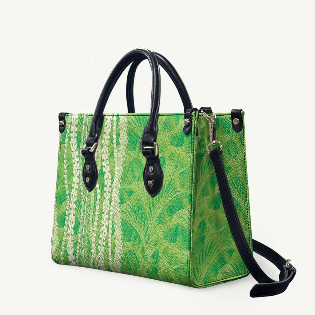 Hawaii Prince Kuhio Leather Bag Lime Green Hawaiian Lau Maia With Leis LT05 Green - Polynesian Pride