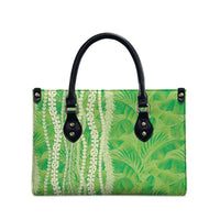 Hawaii Prince Kuhio Leather Bag Lime Green Hawaiian Lau Maia With Leis LT05 - Polynesian Pride