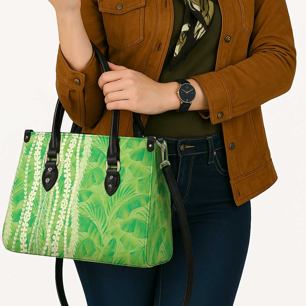 Hawaii Prince Kuhio Leather Bag Lime Green Hawaiian Lau Maia With Leis LT05 - Polynesian Pride